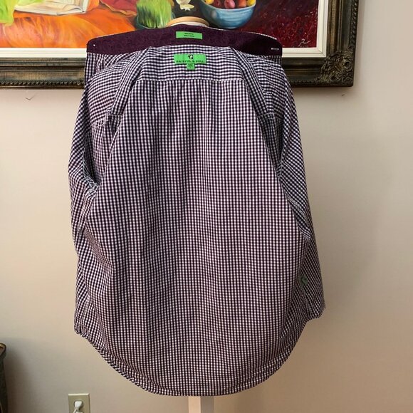Bristol & Bull Men’s L Shirt Checkered Burgundy and White Button Down - Picture 8 of 12